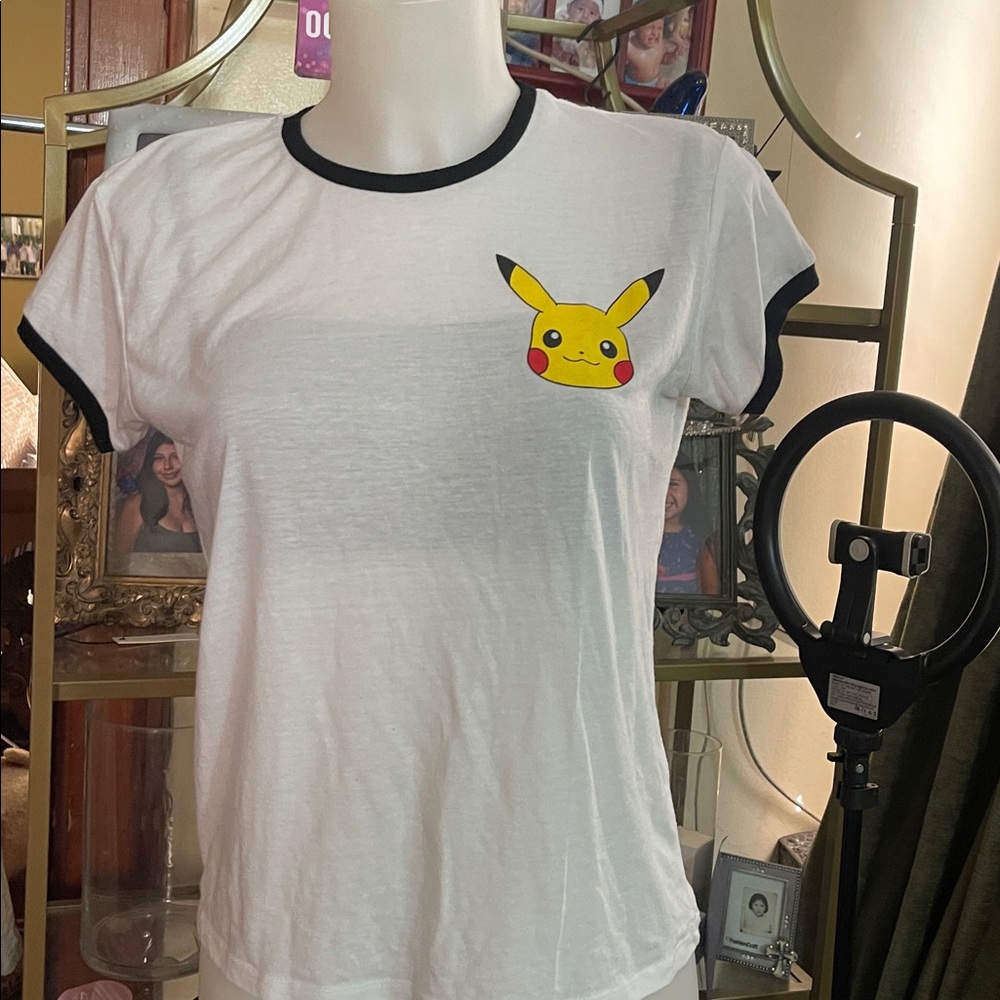 Mighty Fine Juniors Pokemon Pikachu Face White Shirt Large - Picture 2 of 3